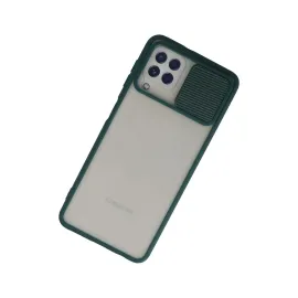 Newface Samsung Galaxy A22 Kılıf Palm Buzlu Kamera Sürgülü Silikon - Yeşil