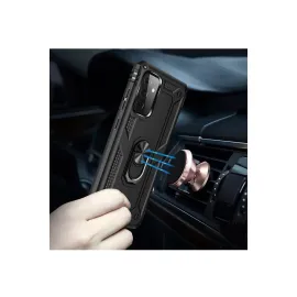 Newface Samsung Galaxy A72 Kılıf Sofya Yüzüklü Silikon Kapak - Siyah