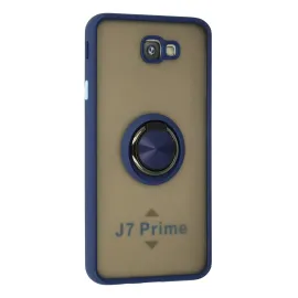 Newface Samsung Galaxy J7 Prime Kılıf Montreal Yüzüklü Silikon Kapak - Lacivert