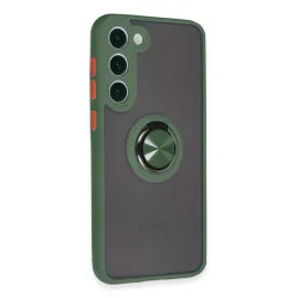 Newface Samsung Galaxy S23 Plus Kılıf Montreal Yüzüklü Silikon Kapak - Yeşil