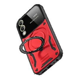 Newface Samsung Galaxy S25 Fe Kılıf Joy Lens Standlı Kapak - Kırmızı