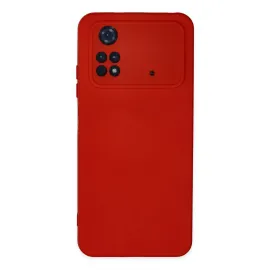 Newface Xiaomi Poco M4 Pro 4G Kılıf Nano Içi Kadife Silikon - Kırmızı