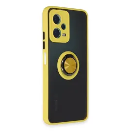 Newface Xiaomi Redmi Note 12 5G Kılıf Montreal Yüzüklü Silikon Kapak - Sarı