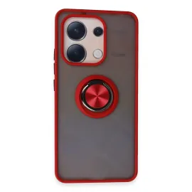 Newface Xiaomi Redmi Note 13 4G Kılıf Montreal Yüzüklü Silikon Kapak - Kırmızı