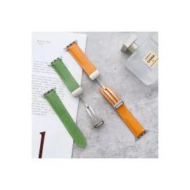 Newface Apple Watch 42mm KR414 Daks Deri Kordon - Koyu Yeşil