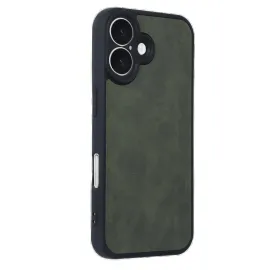 Newface Iphone 16 Kılıf Aras Deri Kapak - Koyu Yeşil