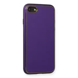 Newface Iphone 7 Kılıf Coco Deri Silikon Kapak - Mor