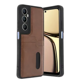 Newface Realme C65 Sara Kartvizitli Deri Kılıf - Taba