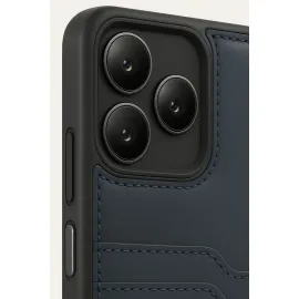 Newface Realme Note 50 4G Kılıf Sara Kartvizitli Deri Kılıf - Lacivert