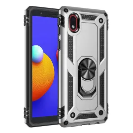 Newface Samsung Galaxy A01 Core Kılıf Sofya Yüzüklü Silikon Kapak - Gümüş