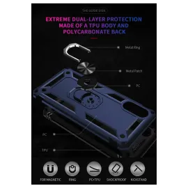 Newface Samsung Galaxy A02 Kılıf Sofya Yüzüklü Silikon Kapak - Lacivert