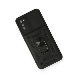 Newface Samsung Galaxy A02S Kılıf Pars Lens Yüzüklü Silikon - Siyah