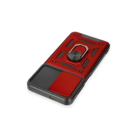 Newface Samsung Galaxy M14 5G Kılıf Pars Lens Yüzüklü Silikon - Kırmızı