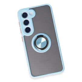 Newface Samsung Galaxy S23 Kılıf Montreal Yüzüklü Silikon Kapak - Buz Mavi