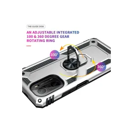 Newface Xiaomi Poco F3 Kılıf Sofya Yüzüklü Silikon Kapak - Gümüş