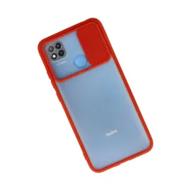 Newface Xiaomi Redmi 9C Kılıf Palm Buzlu Kamera Sürgülü Silikon - Kırmızı