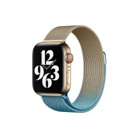 Newface Apple Watch 38Mm Metal Mıknatıslı Kordon - Metalik Gold-Mavi
