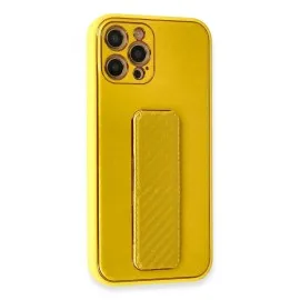 Newface Iphone 12 Pro Max Kılıf Coco Karbon Standlı Kapak - Sarı