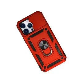 Newface Iphone 14 Pro Kılıf Pars Lens Yüzüklü Silikon - Kırmızı