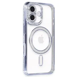 Newface Iphone 16 Plus Kılıf Joke Simli Magneticsafe Kılıf - Mavi