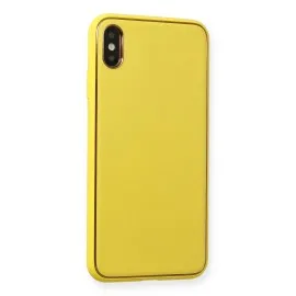 Newface Iphone Xs Max Kılıf Coco Deri Silikon Kapak - Sarı