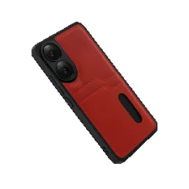 Newface Oppo A38 Sara Kartvizitli Deri Kılıf - Kırmızı