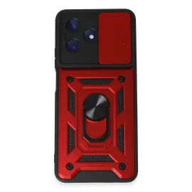 Newface Realme C53 Kılıf Pars Lens Yüzüklü Silikon - Kırmızı