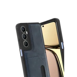 Newface Realme C65 Sara Kartvizitli Deri Kılıf - Lacivert