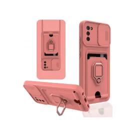 Newface Samsung Galaxy A03S Kılıf Zuma Kartvizitli Yüzüklü Silikon - Pembe
