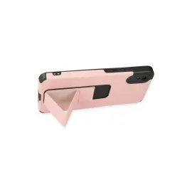 Newface Xiaomi Redmi 9A Kılıf Mega Standlı Silikon - Pudra