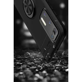 Newface Huawei P40 Kılıf Range Yüzüklü Silikon - Siyah-Kırmızı