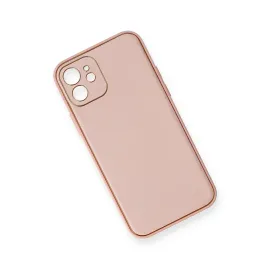 Newface Iphone 12 Kılıf Coco Deri Silikon Kapak - Pembe
