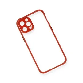 Newface Iphone 12 Pro Kılıf Miami Şeffaf Silikon - Kırmızı