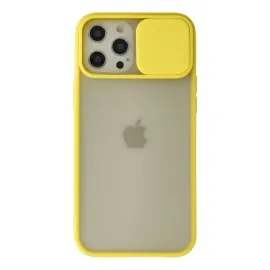 Newface Iphone 12 Pro Max Kılıf Palm Buzlu Kamera Sürgülü Silikon - Sarı