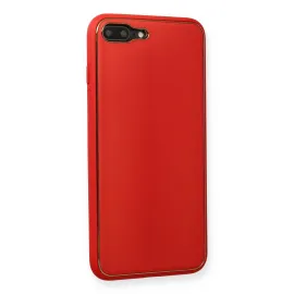 Newface Iphone 7 Plus Kılıf Coco Deri Silikon Kapak - Kırmızı