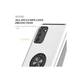 Newface Samsung Galaxy A02S Kılıf Elit Yüzüklü Kapak - Gümüş