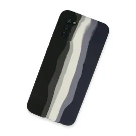 Newface Samsung Galaxy A03S Kılıf Ebruli Lansman Silikon - Siyah-Lacivert