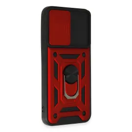 Newface Samsung Galaxy A34 5G Kılıf Pars Lens Yüzüklü Silikon - Kırmızı