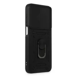 Newface Samsung Galaxy M34 5G Kılıf Pars Lens Yüzüklü Silikon - Siyah