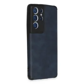Newface Samsung Galaxy S21 Ultra Kılıf Loop Deri Silikon - Lacivert