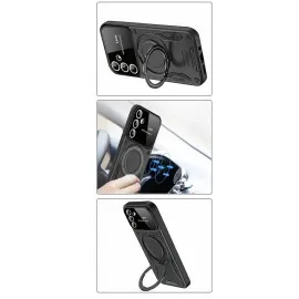 Newface Samsung Galaxy S24 Fe Kılıf Joy Lens Standlı Kapak - Kırmızı