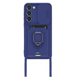 Newface Samsung Galaxy S24 Plus Kılıf Zuma Kartvizitli Yüzüklü Silikon - Lacivert