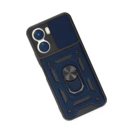 Newface Vivo Y16 Kılıf Pars Lens Yüzüklü Silikon - Lacivert