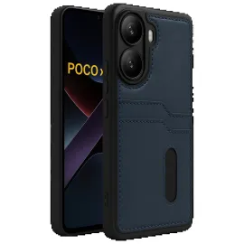 Newface Xiaomi Poco X7 Pro Kılıf Sara Kartvizitli Deri Kılıf - Lacivert
