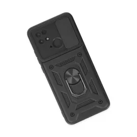 Newface Xiaomi Redmi 10C Kılıf Pars Lens Yüzüklü Silikon - Siyah