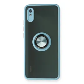 Newface Xiaomi Redmi 9A Kılıf Montreal Yüzüklü Silikon Kapak - Buz Mavi