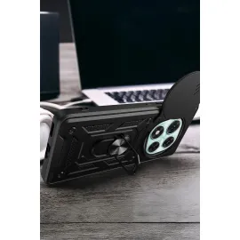 Newface Xiaomi Redmi Note 14 Pro 5G Kılıf Pars Lens Yüzüklü Silikon - Yeşil