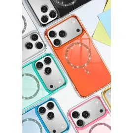 Newface Apple Iphone 17 Pro Max Live Diamond Magsafe Kapak - Turuncu