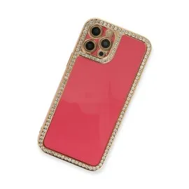 Newface Iphone 12 Pro Kılıf Solo Taşlı Silikon - Pembe