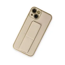 Newface Iphone 14 Plus Kılıf Coco Deri Standlı Kapak - Gold